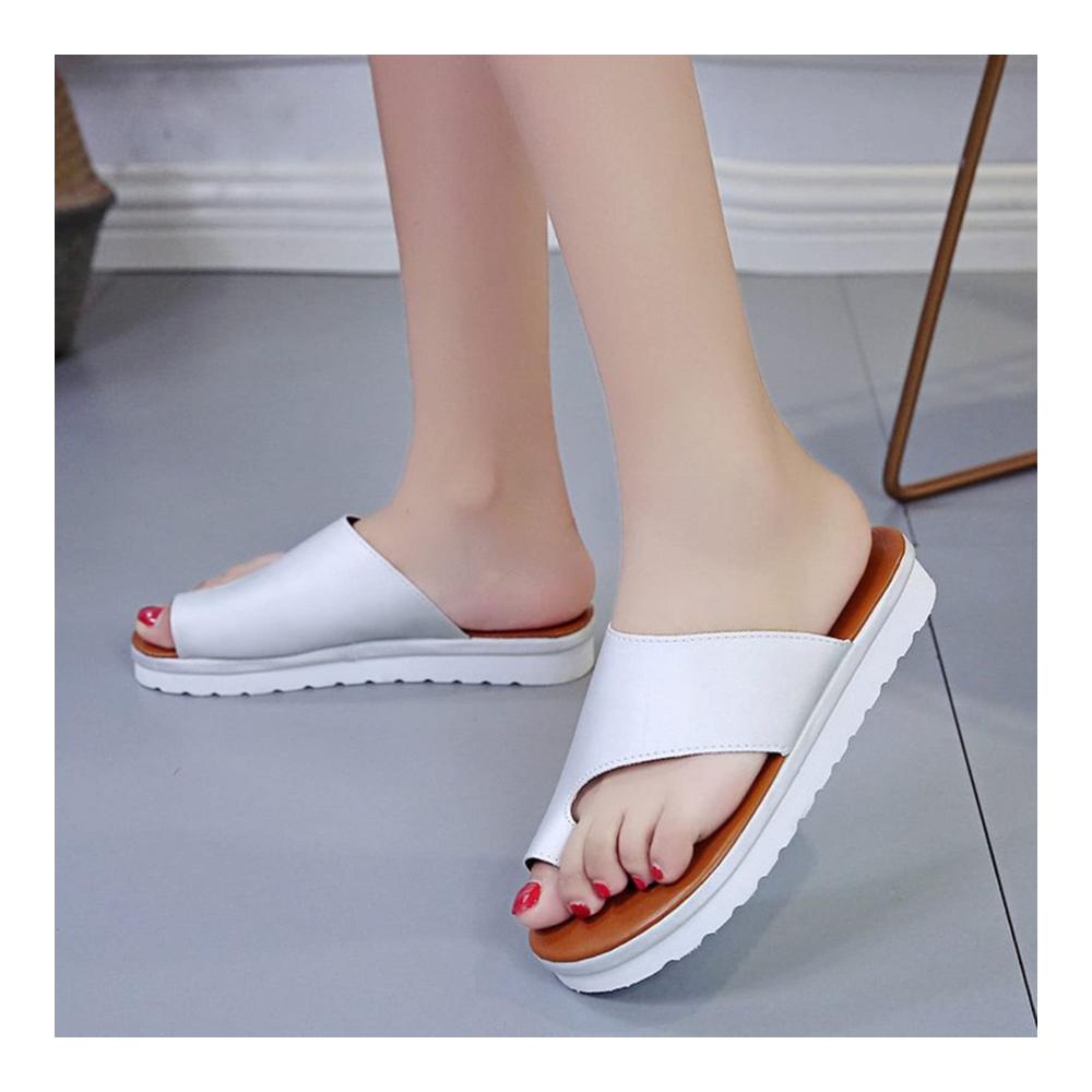 Damen Sandalen mit Ballenzeh-Korrektur Orthopädische Leder-Sandalen für maximalen Komfort (Silber Größe 45 EU