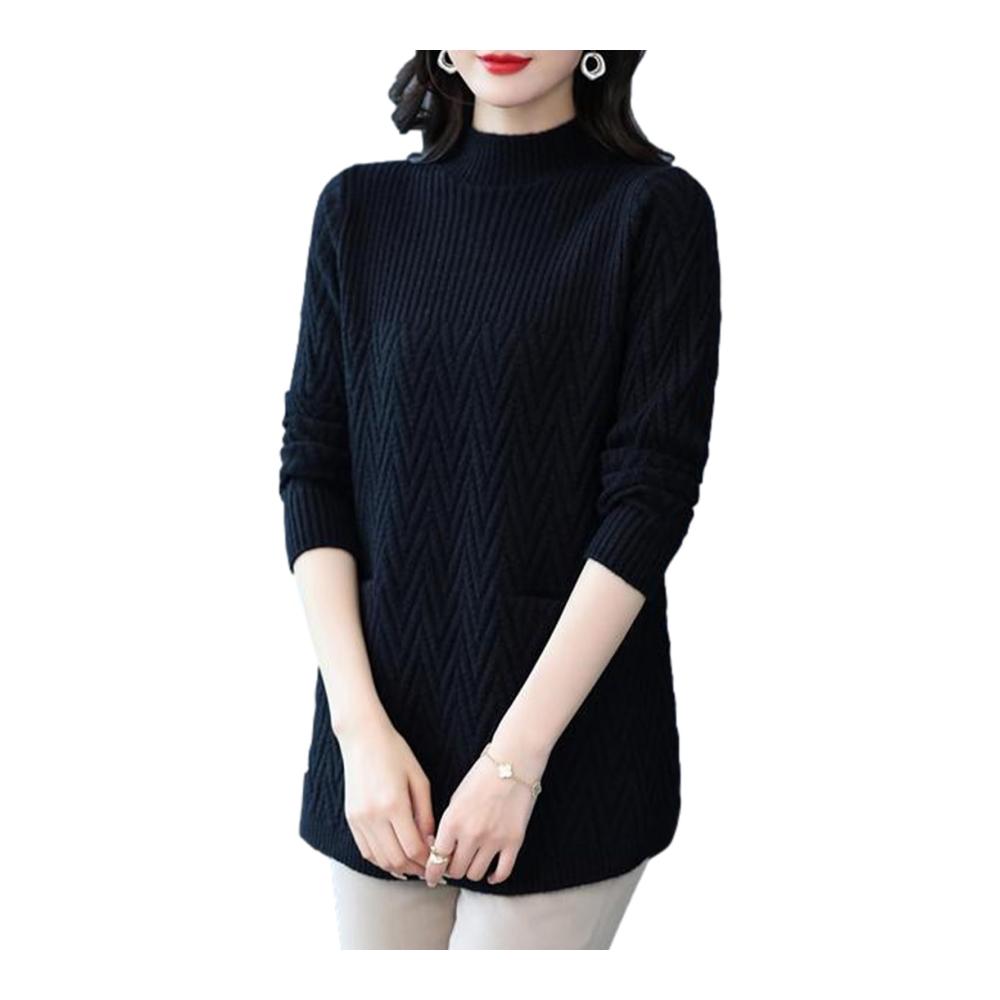 Bequemer Damen-Mantelpullover mit Halbem Rollkragen – Weiches kuscheliges und elastisches Design für kühle Tage