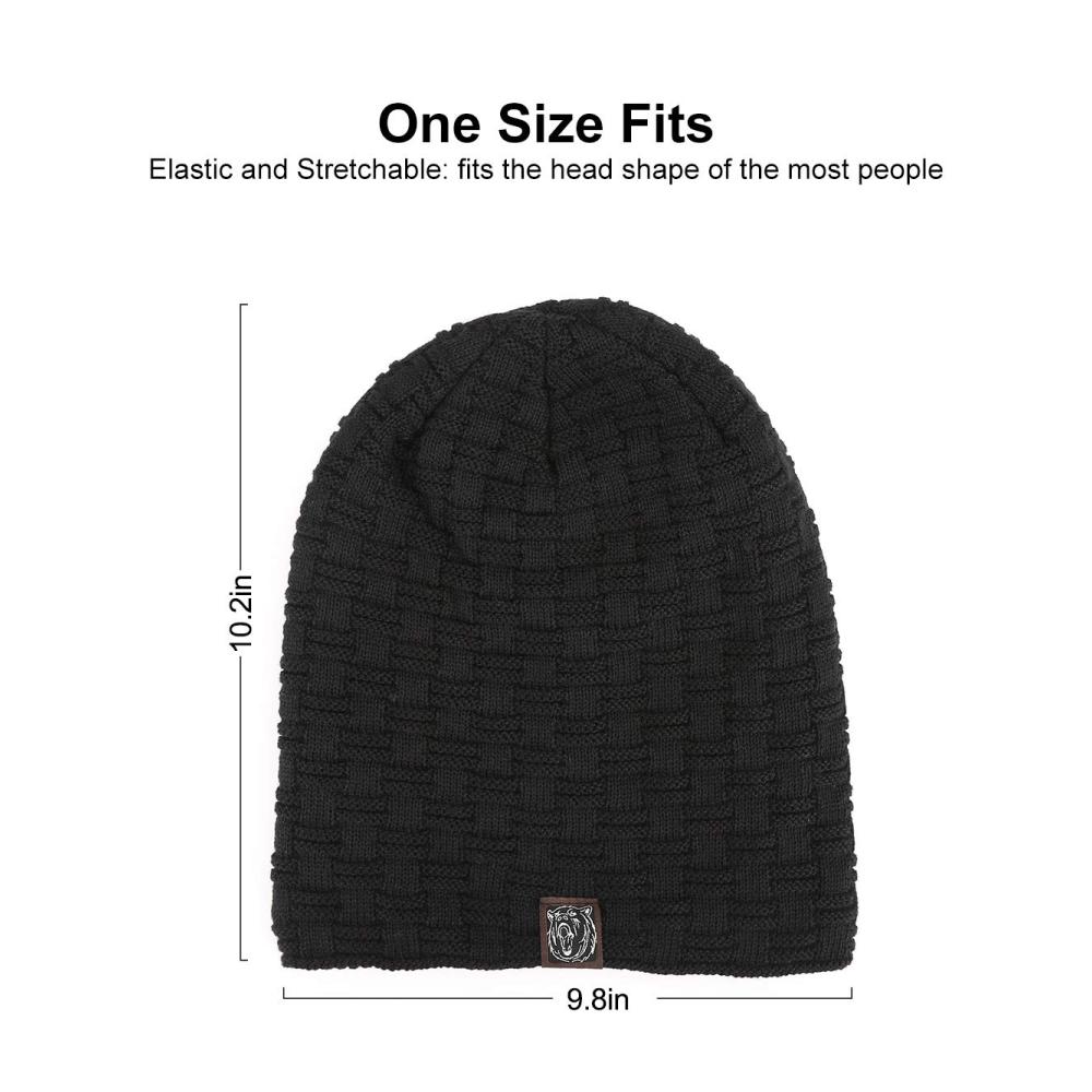 Bequeme Wintermütze mit kuscheligem Teddyfutter und stilvollem Flechtmuster - Ideal für Damen und Herren (Schwarz/Grau
