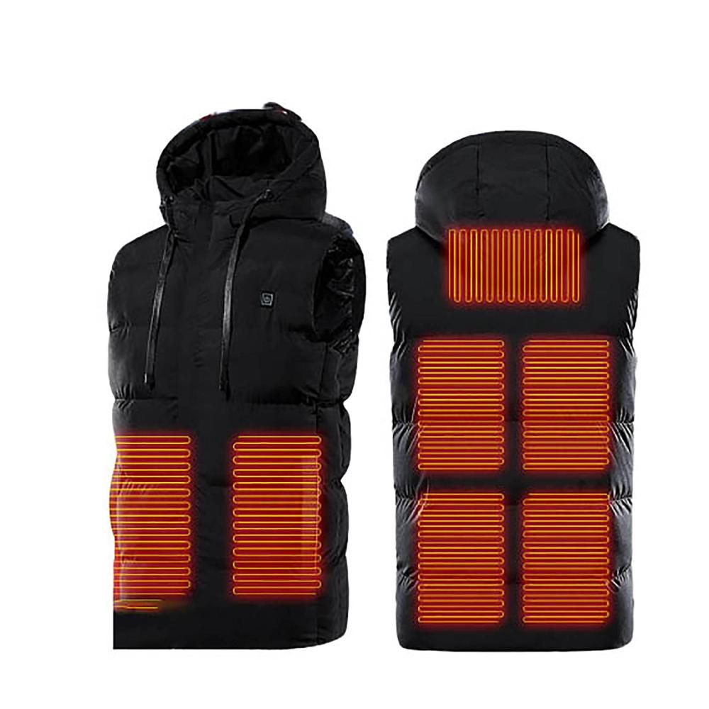 Beheizbare Softshell-Weste für Herren Wasserdicht Winddicht & Warm | Elektrische Heizung 9 Zonen Kapuze | Winterjacke für Ski & Outdoor