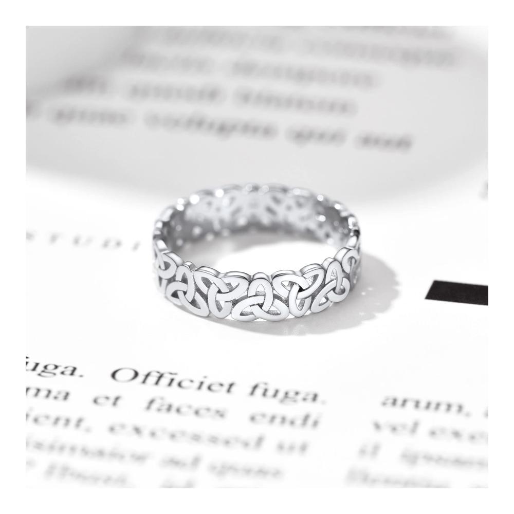 925 Sterling Silber Ring Damen - Keltischer Knoten Triquetra/Olivenblätter Zweig - Geschlossener Ringe Schmuck - Geburtstag Valentinstag Geschenk - Wählbare Größe 47 MM bis 67 MM