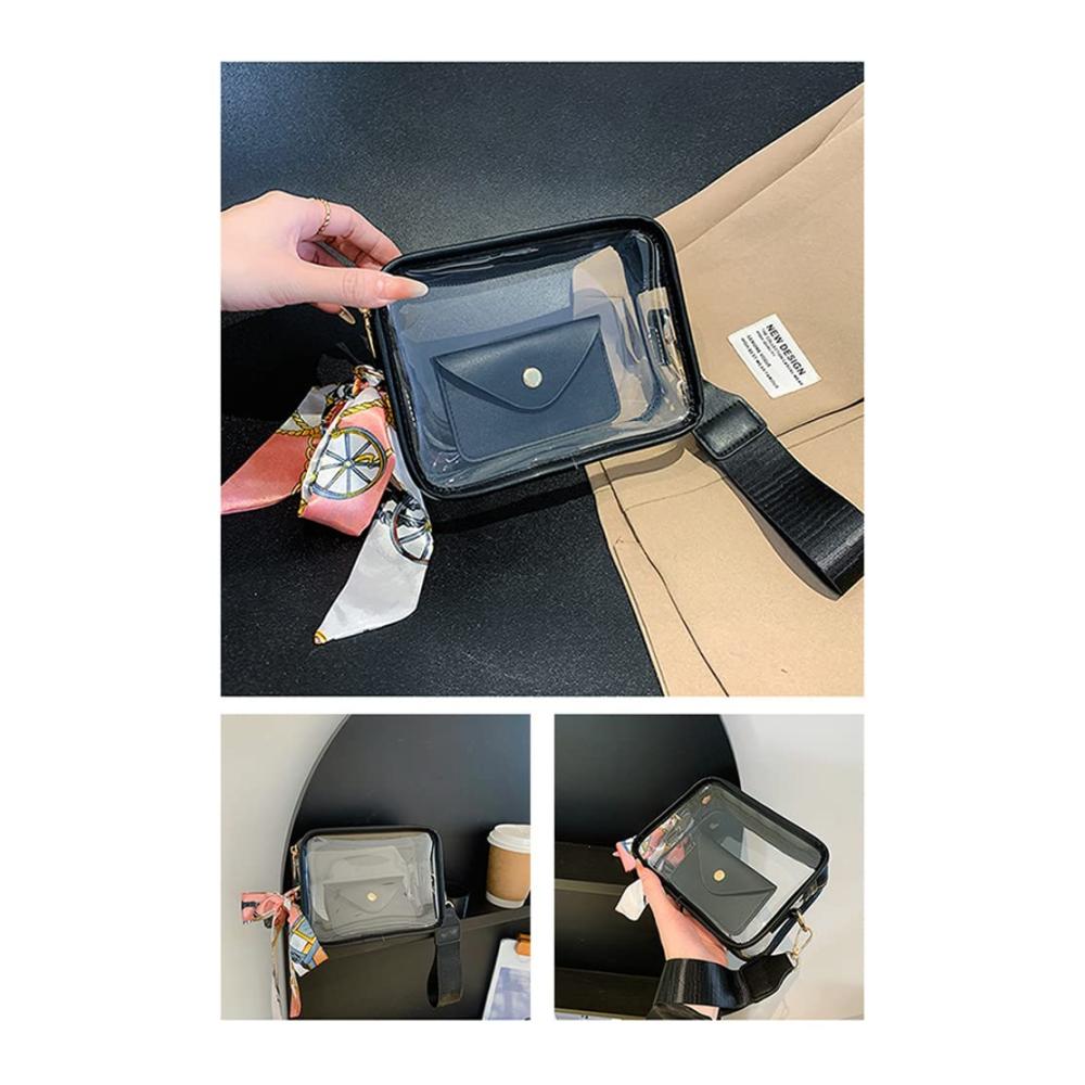 Transparente PVC-Messenger-Bag Quadratische Umhängetasche mit Reißverschluss für Handys und Geldbörsen