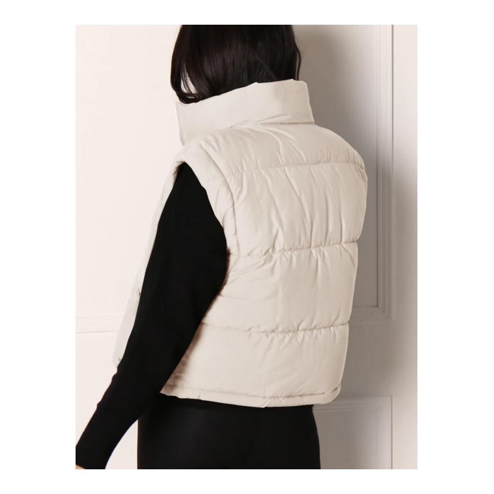 Cicy Bell Damen Puffer Jacke - Winter Weste mit Abnehmbaren Ärmeln Kurz Mäntel Stand Kragen - Stilvolle Damenweste für kalte Tage