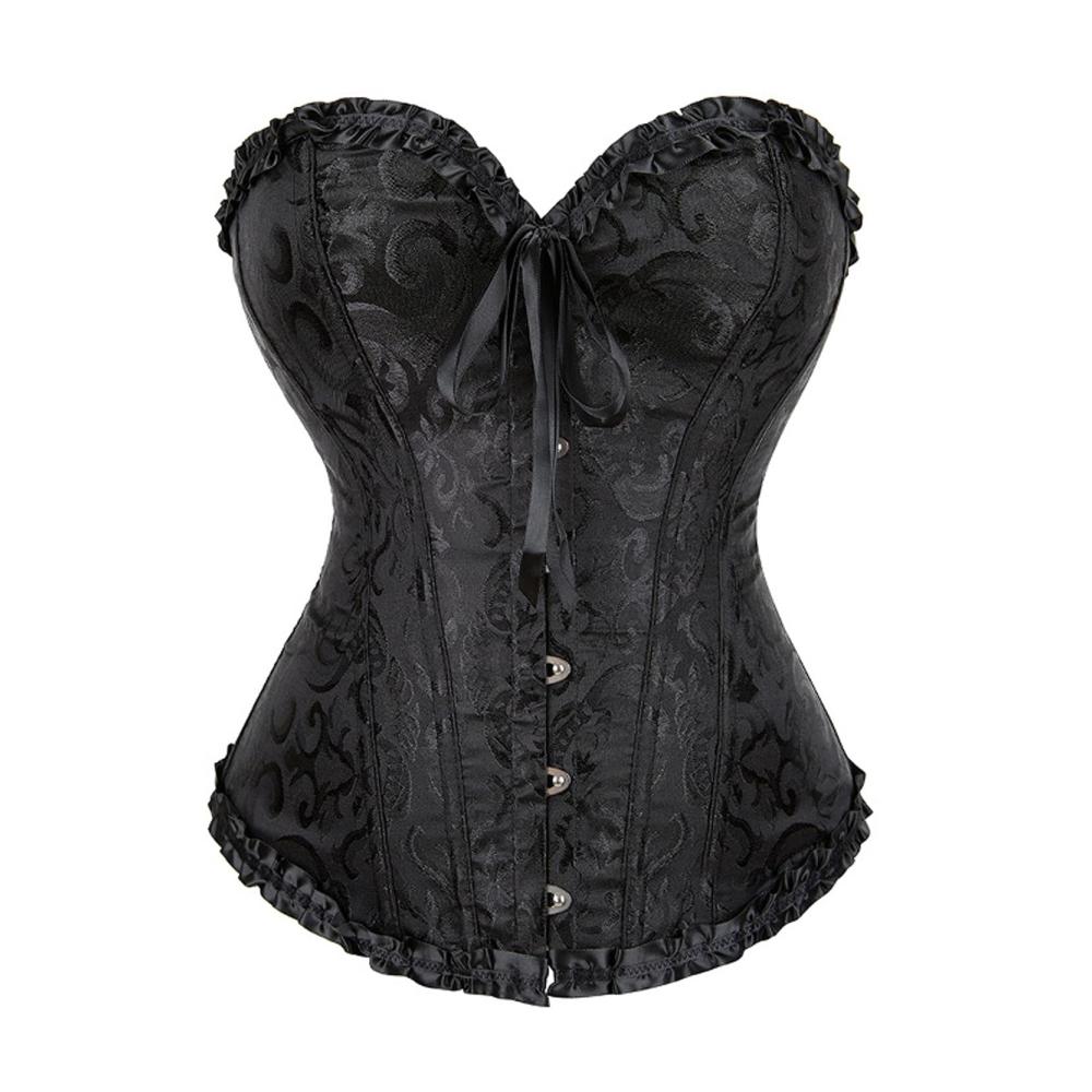 Overbuste Korsett Plus Size - Sexy Lace Up Dessous mit Riemen Kunststoffknochen und Bustier-Top