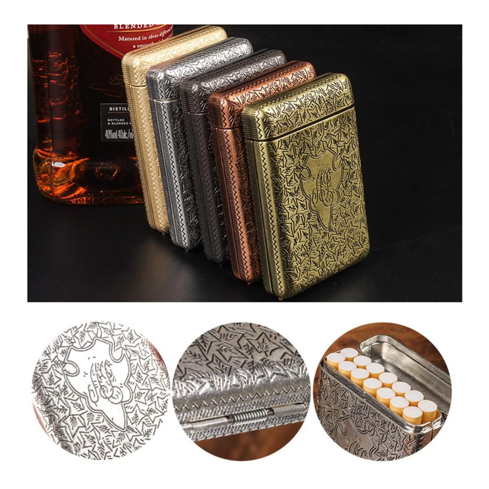 Metallenes Zigarettenetui aus DREI offener Legierung - Kreativ geschnitztes Design ultradünn für Männer europäisches Klassik Etui - Ideales Rauchergeschenk