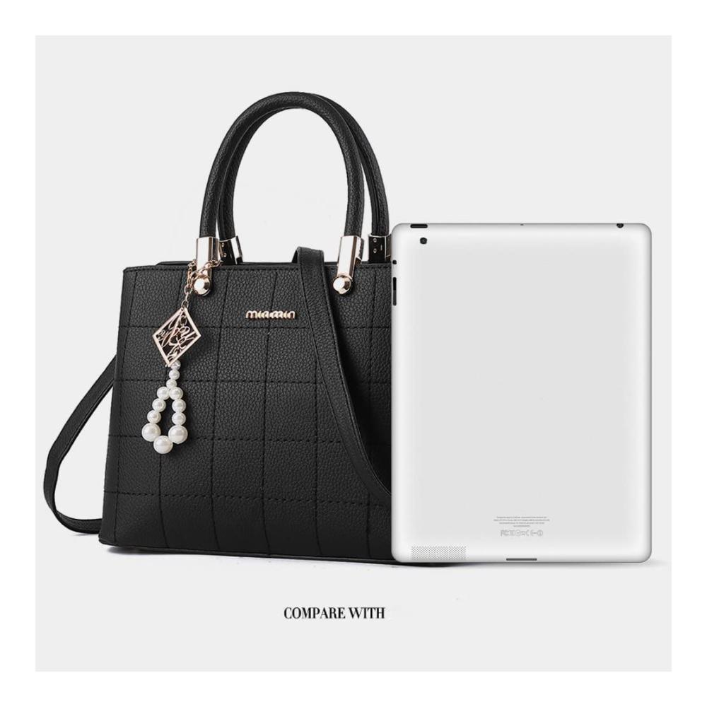 Damen Schultertasche aus echtem Leder - Große Shopper Handtasche in Schwarz stilvolle Umhängetasche für Frauen
