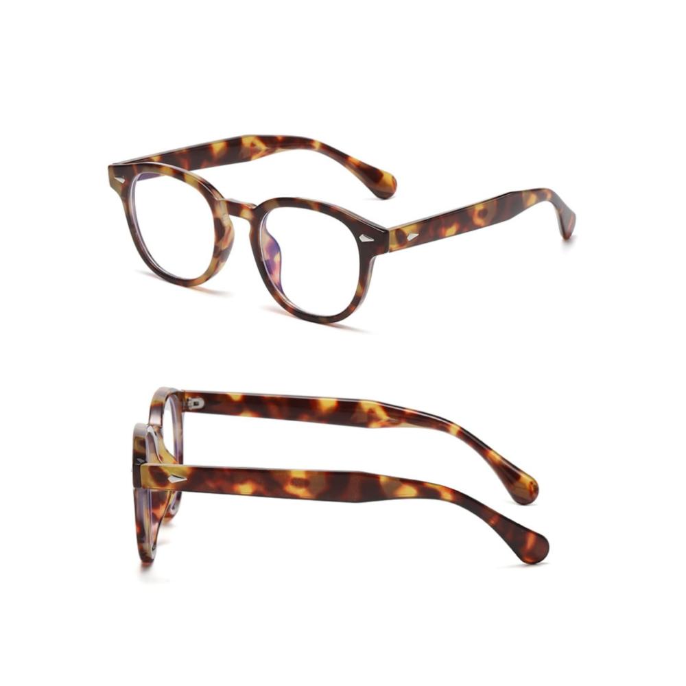 Retro Blaulichtfilter Brille - Vintage Runde Brillenfassungen mit Klarer Linse für Blaulicht-Blockierung Ohne Sehstärke