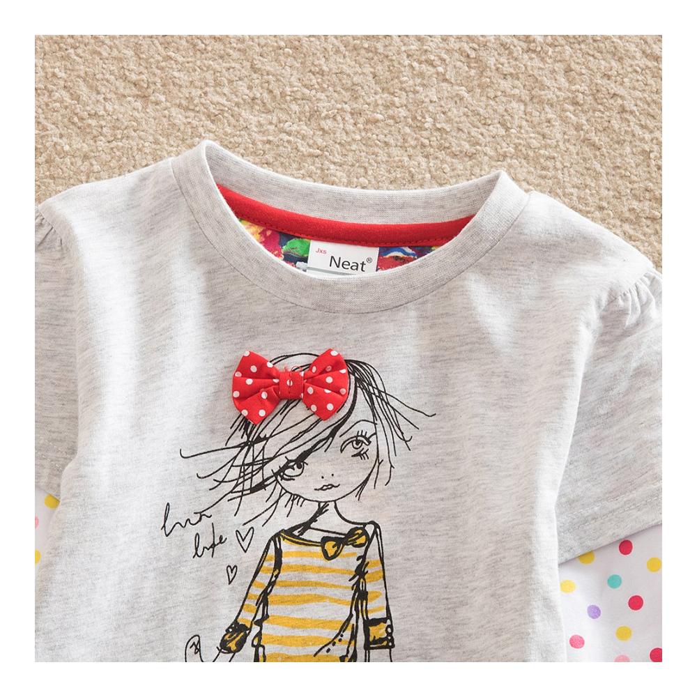 Kinderkleid Baumwolle Langarm Cartoon Blumenkleid Mädchen 2-8 Jahre