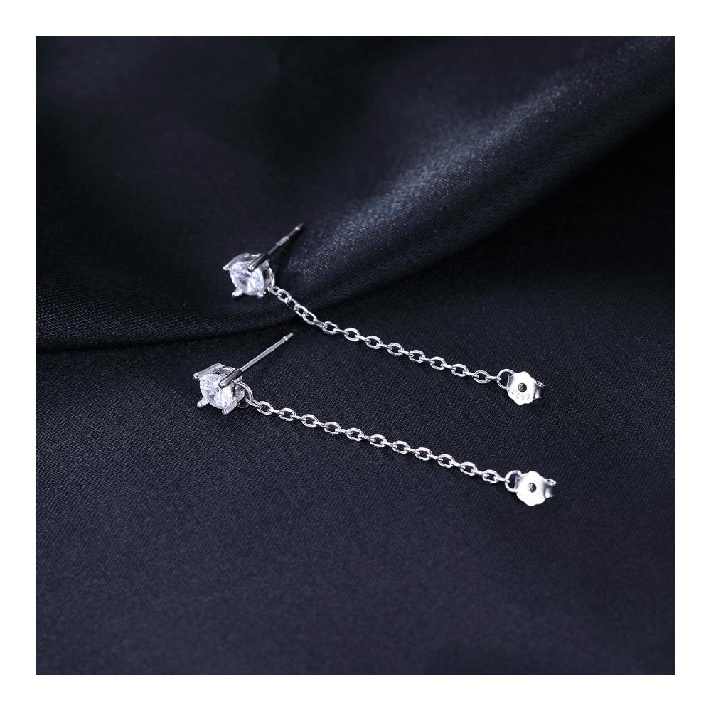 925 Sterling Silber Ketten-Ohrringe für Damen und Mädchen - Elegante Ohrstecker in Kleinformat