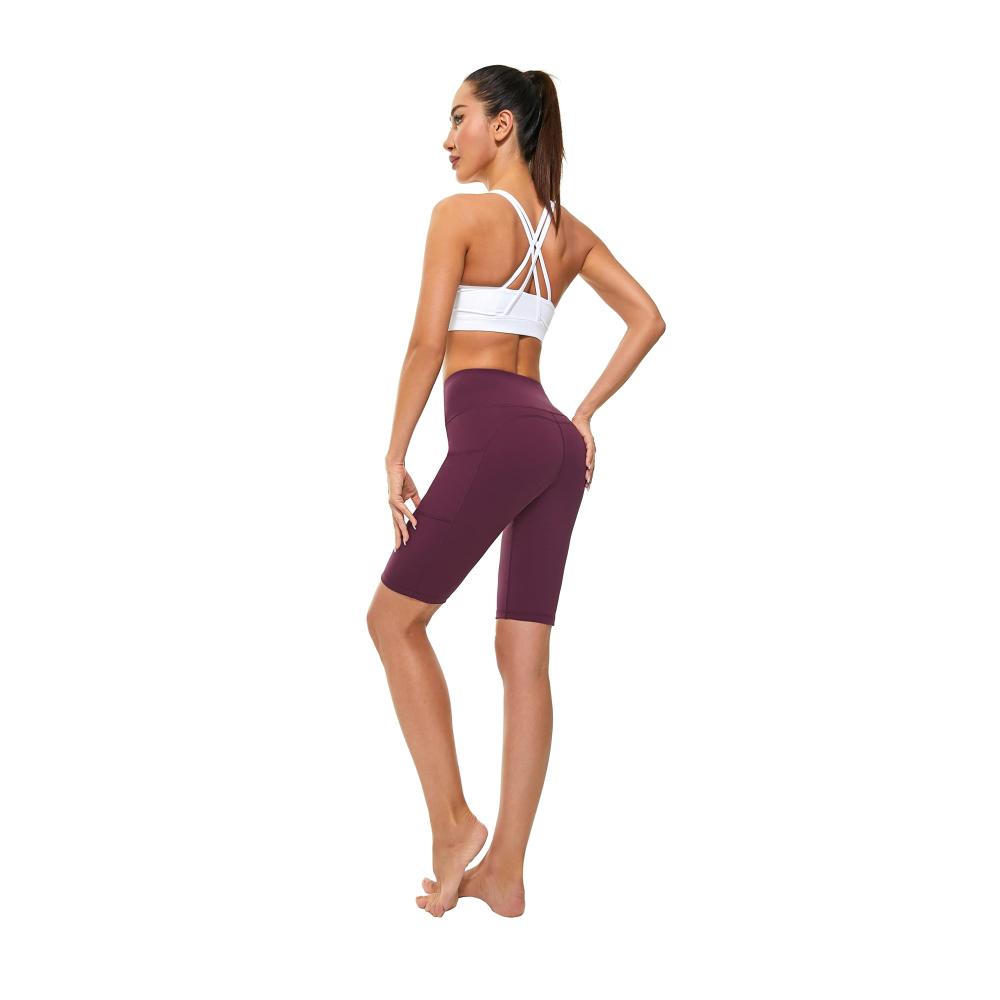 Damen Fitness Shorts mit Taschen - Blickdichte Kurze Sporthose für Sport Training Gym & Yoga