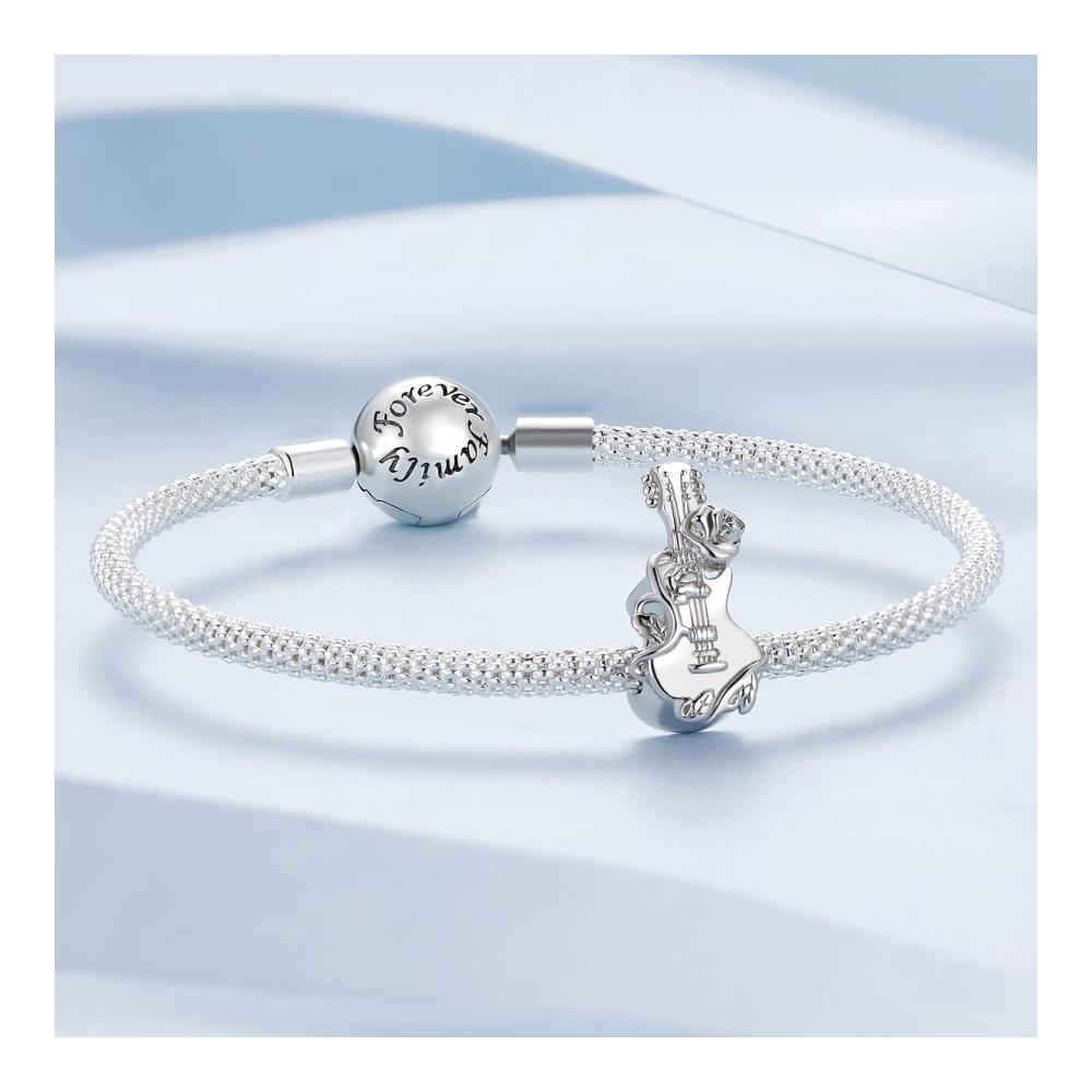 925 Sterling Silber Gitarren Charms Anhänger für Pandora Armbänder und Halskette - Hochwertige Bead Charms für Musikliebhaber