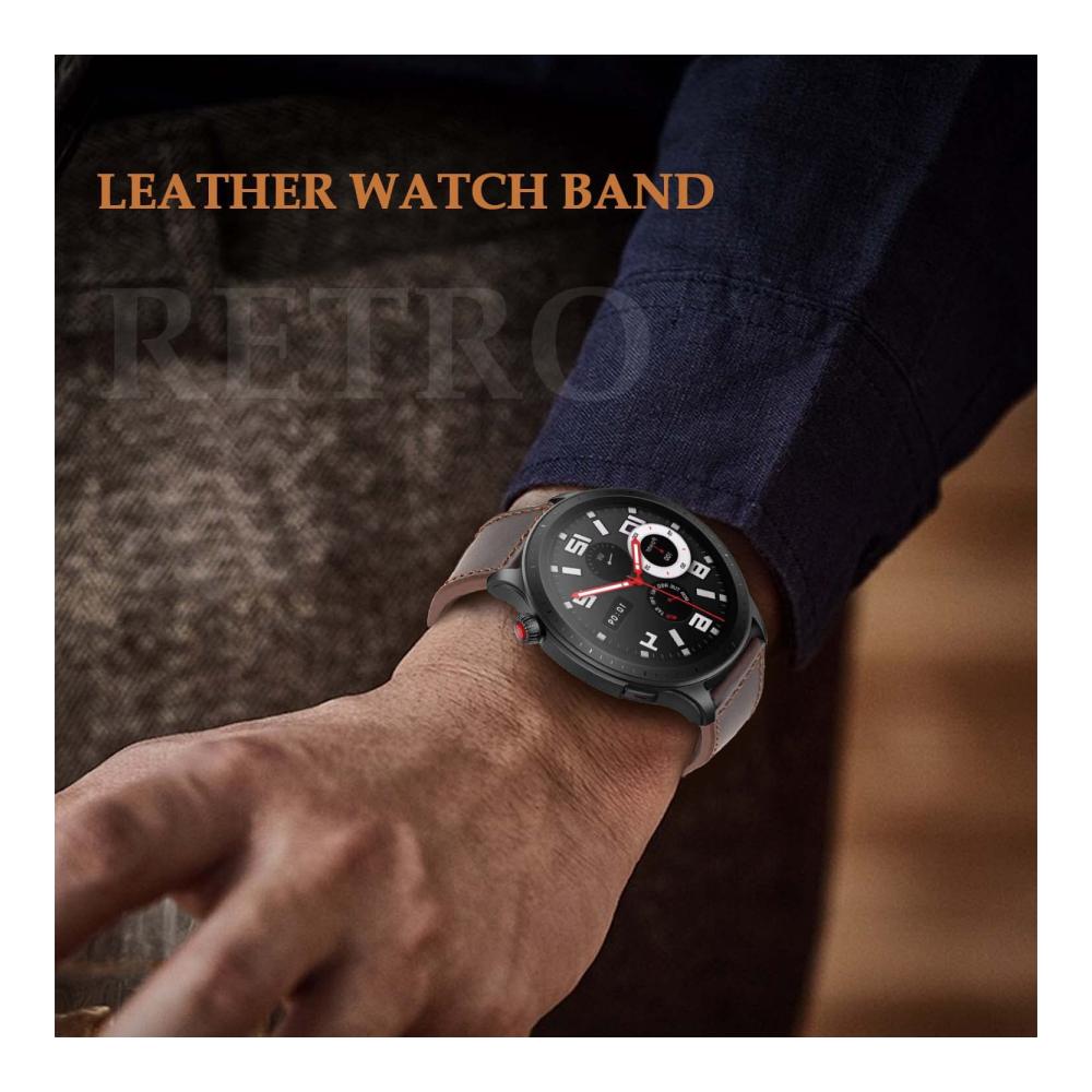22mm Retro Leder Uhrenarmband für Amazfit GTR 4/3 Pro/3/2/2e Ersatzarmband mit Kompatibilität für GTR 47mm und Stratos 3