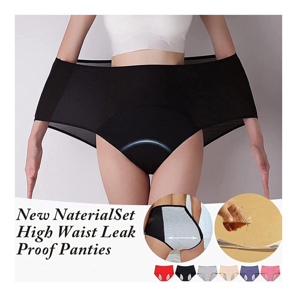 Auslaufsichere Damenunterwäsche - Hohe Taille Inkontinenz- und Menstruationsschutz 5er-Pack (Größe L Farbe Schwarz