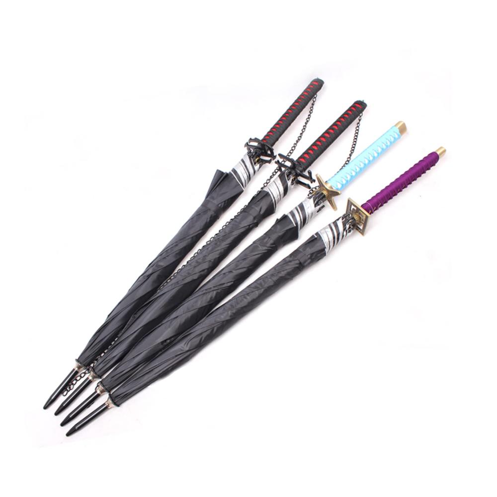 43-Zoll Stockschirm Samurai-Regenschirm mit Langem Griff Cosplay-Waffenrequisiten Sonnenschutz und Handschutz - Schwarzkleber Legierungs-Handschutz Massivholzgriff