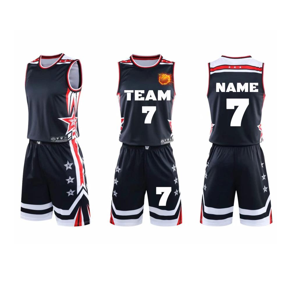 Basketball Kinder Trikot Set - Personalisierte Spieltrikots mit Namen Nummer und Team Logo für Jungen - 2-teilige Kinder Basketball Kleidung - Benutzerdefiniertes Design für modische Männer