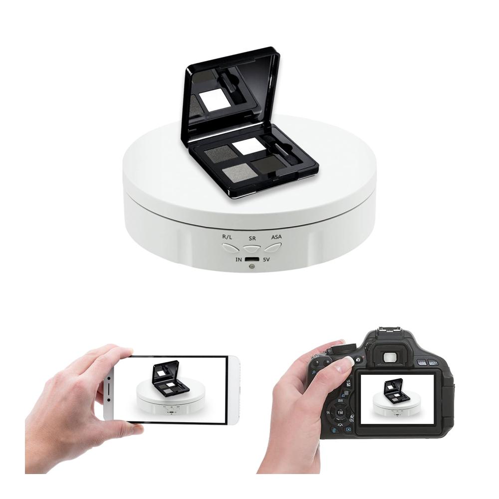 Elektrischer Schmuckständer Drehteller - 360 Grad Displayständer Automatisch Drehplattform (10KG Tragkraft 14.5cm Weiß