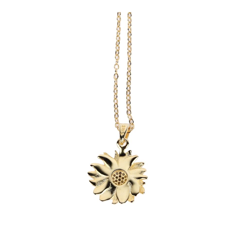 925er Silber Sonnenblumen Anhänger Halskette – Exquisites und elegantes Schmuckstück in Goldoptik