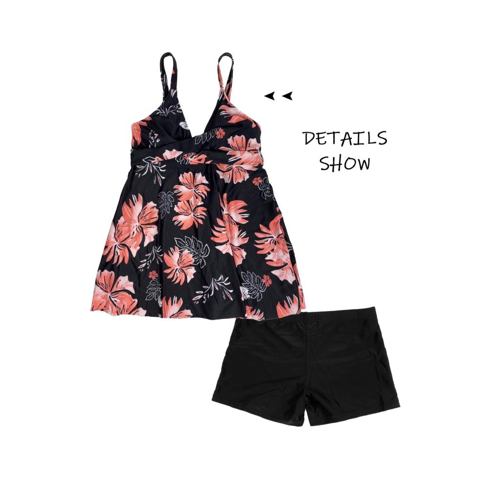 Damen Tankini Set mit Shorts - Sommerliche Zweiteiler in elegantem Design V-Ausschnitt Swimwear mit trendigem Print für stilvolle Beachwear
