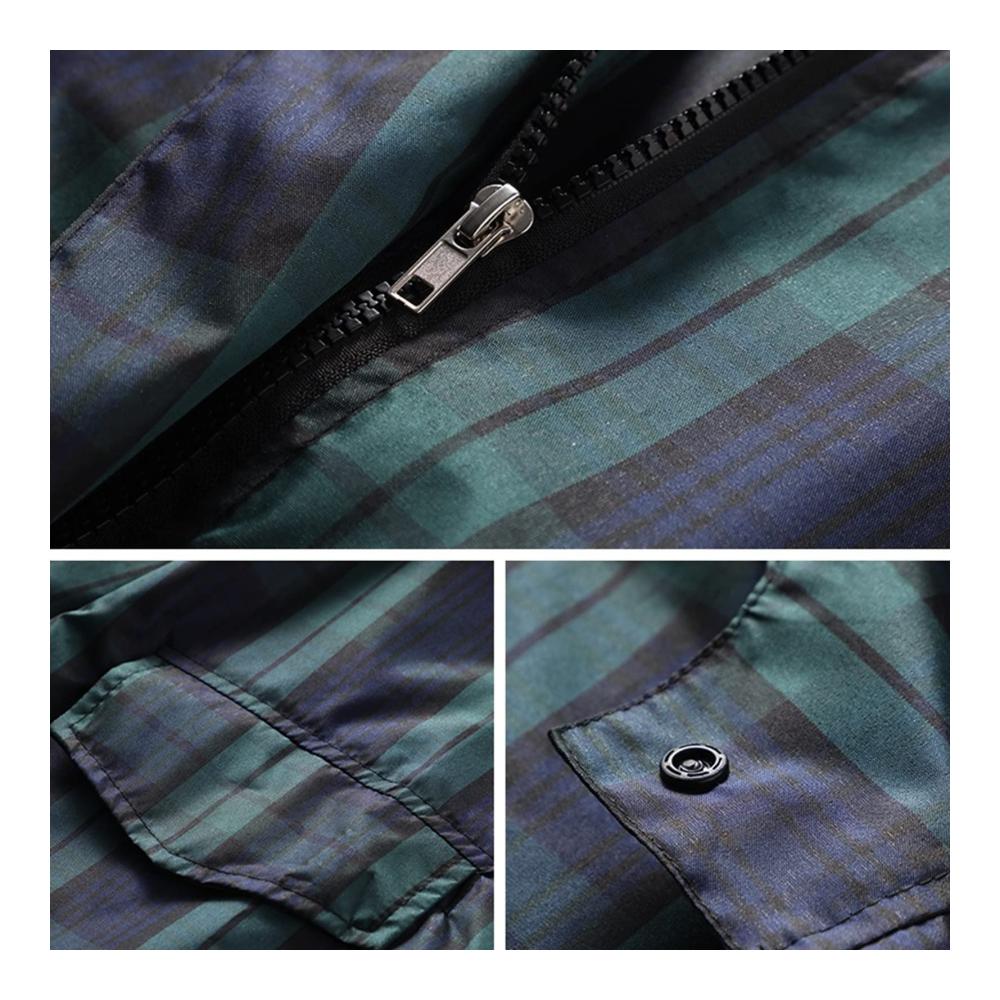 Damen Regenmantel mit Plaid-Muster | Lange Wasserdichte Regenjacke für Wandern Reisen und Outdoor-Aktivitäten | Windjacke & Regenponcho für Damen
