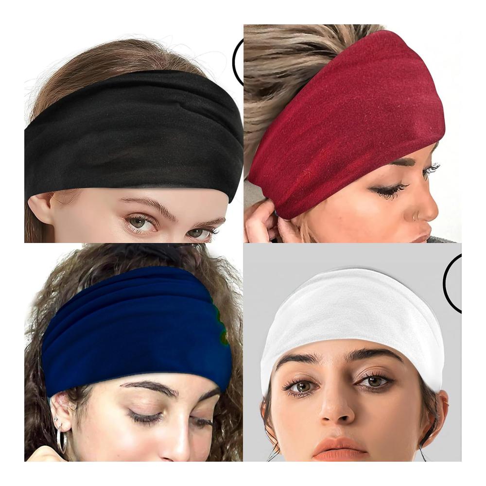 6er Pack Sport-Stirnbänder ANROI für Frauen - Elastische Haarbänder für Yoga Workout Gymnastik - Baumwolle Breites Kopftuch Sommer-Bandana - Haar-Accessoires für aktiven Lifestyle