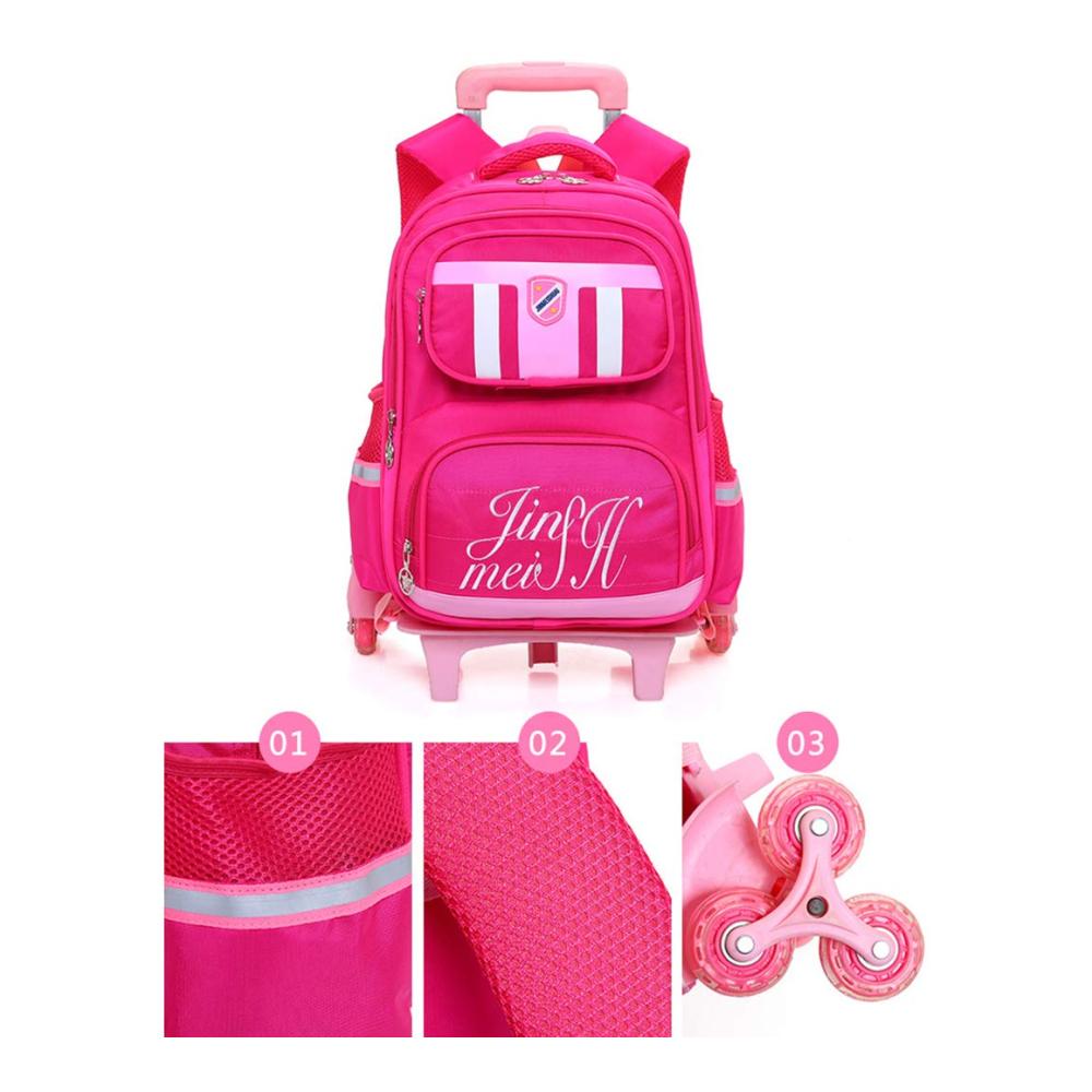 Kindergepäck mit reflektierendem Streifen und Rollen – Ideal für Mädchen und Jungen – Sicherer Schulrucksack mit 2-Rad-Design