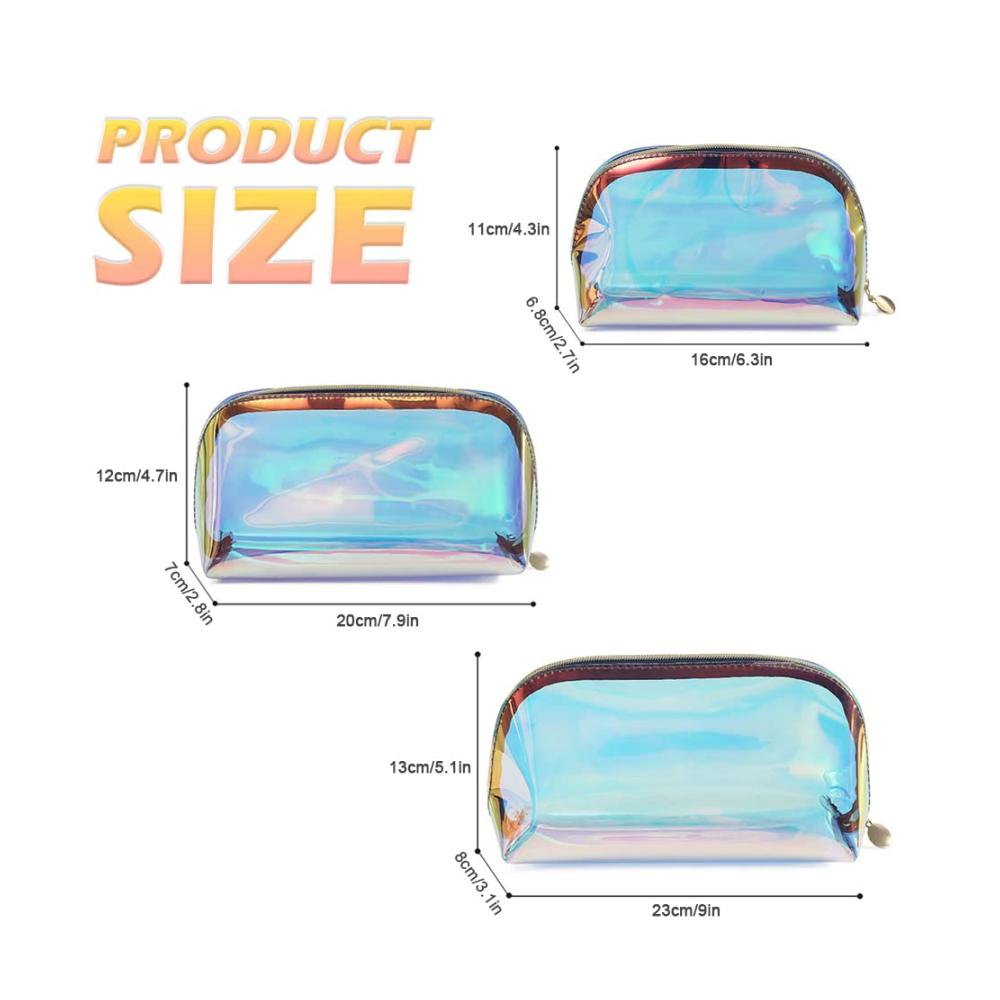 Holografischer Kosmetikkoffer Tragbare Wasserdichte Make-up-Tasche für Frauen - Organisator für Reisen College & Teenager - Transparente Bunte Tasche