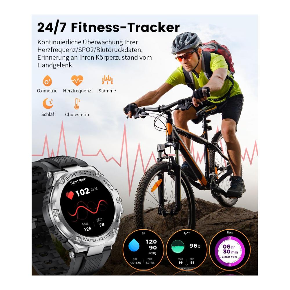 Fashion Smartwatches Hochauflösende 1.50 HD-Anzeige 800mAh Batterie 120 Sportmodi IP67 Wasserdicht - Die ultimative Herren Fitnessuhr mit Telefonfunktion Blutdruckmessung und Herzfrequenzüberwachung für Android und iOS