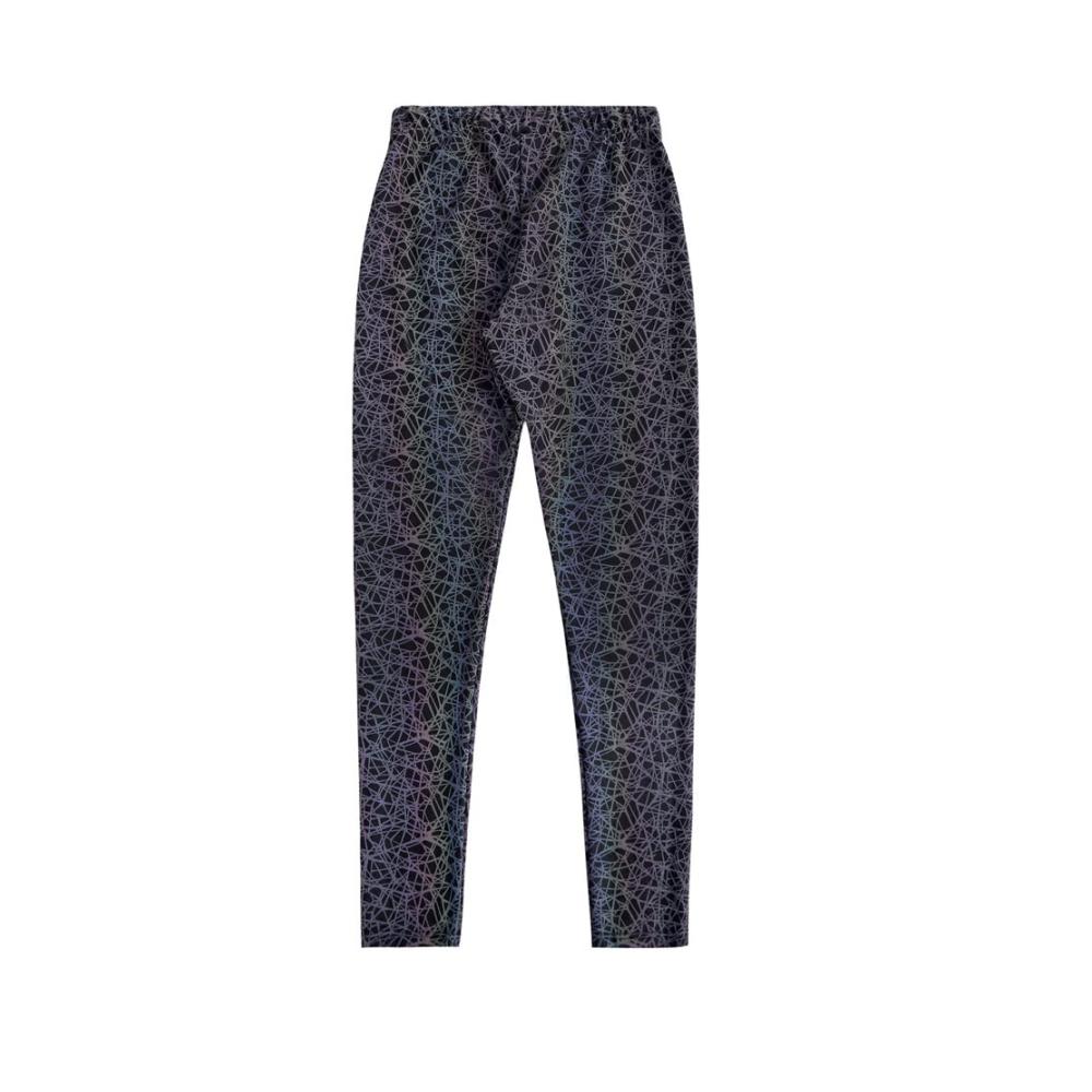 Reflektierende Hochtaillenhose für Damen Fluoreszierende Holographie Regenbogenjogger XXL Farbenfrohe Sportleggings