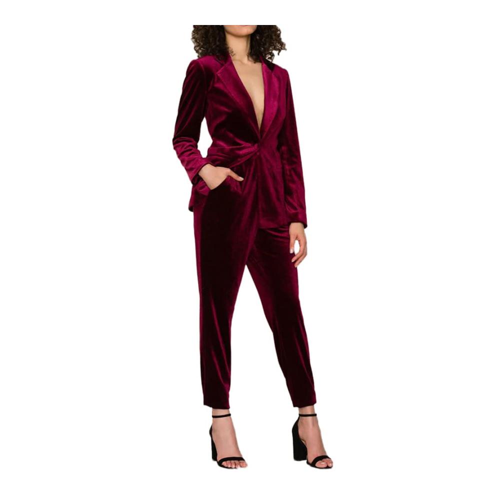 Eleganter Damen Hosenanzug YAOTT Samt Zweiteiler Revers Blazer & Anzughose - Business Büro Langarm Slim Fit & Modern