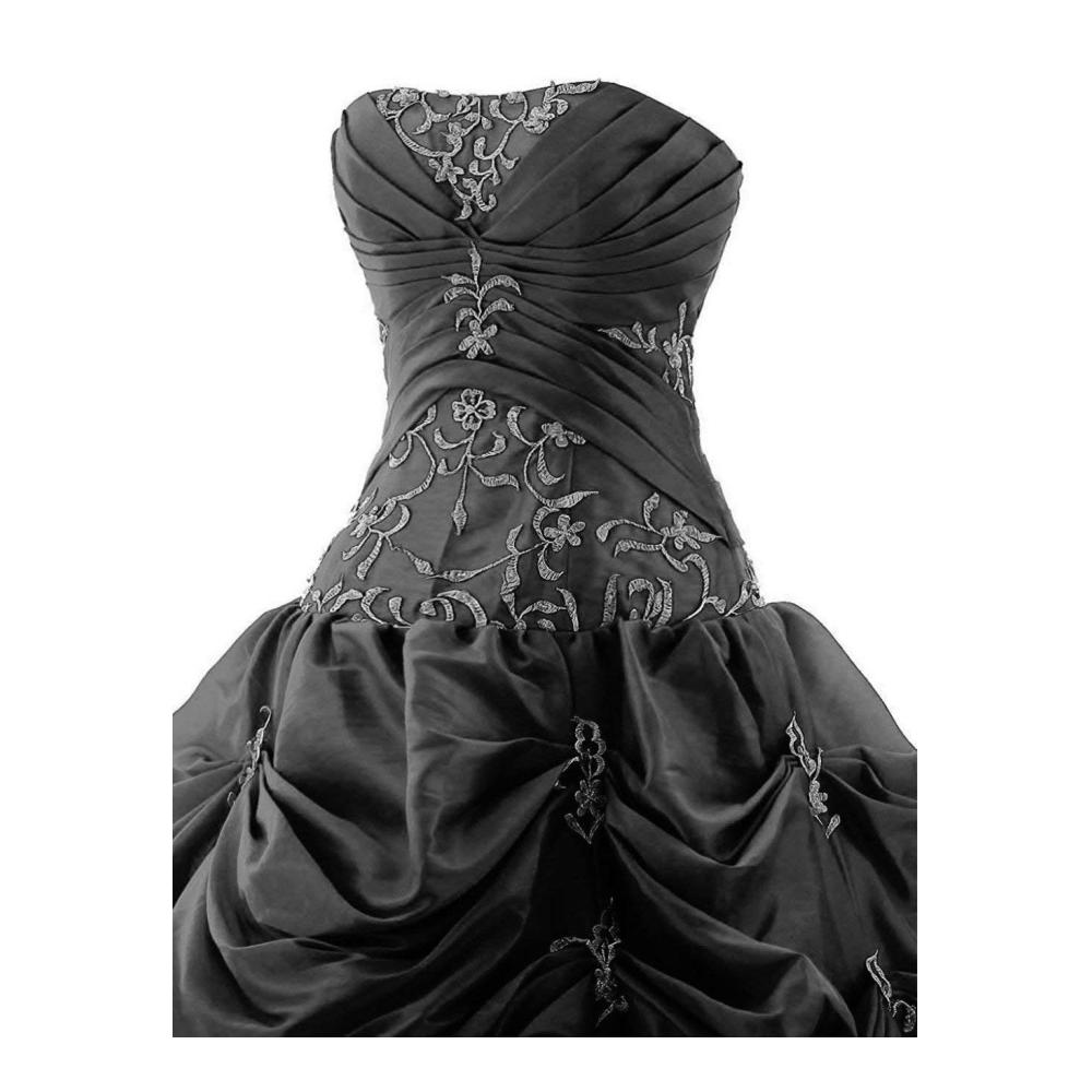 Abendkleider Damen Elegantes Langarm Ballkleid mit Trägerlos-Design und Stickerei aus TAFT für formelle Anlässe