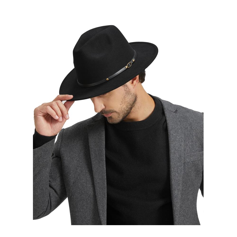 Fedora & Trilby Zylioo XS-XXL Hochwertiger Filzhut für Herren und Damen mit Breiter Krempe Gürtelschnalle Ideal für den Winter
