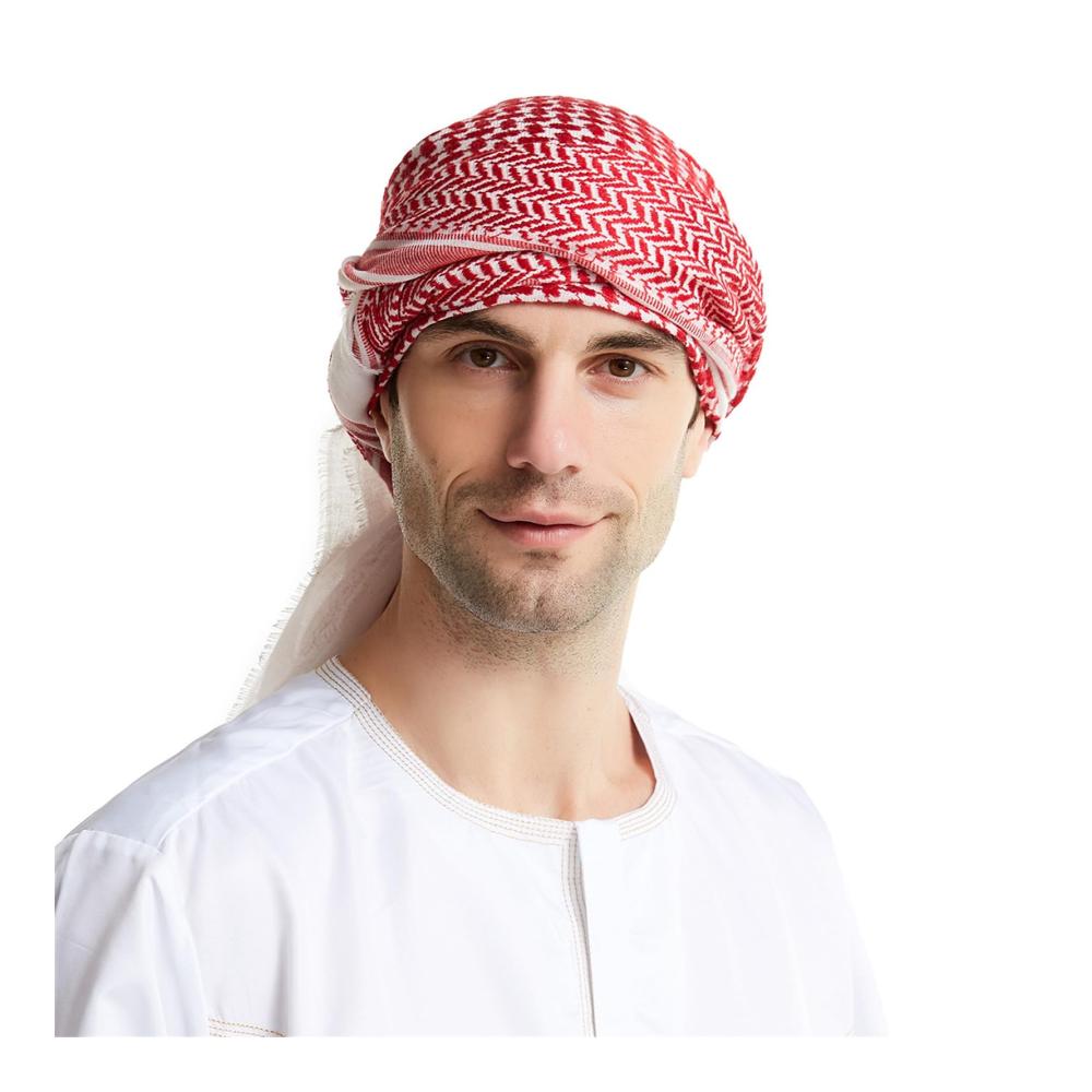Jacquard Arabischer Schal - Religiöser Keffiyeh für Erwachsene in Geschenkbox | Outdoor Kopftuch für Männer ideal zum Radfahren | Haarschmuck Shemagh Schal für Männer und Frauen