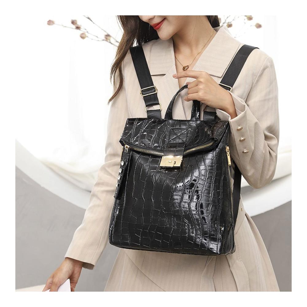 Luxuriöses Damen Leder Rucksackhandtaschen-Set mit hoher Kapazität in edlem Braun - Perfekt für Reisen Schule und Mode