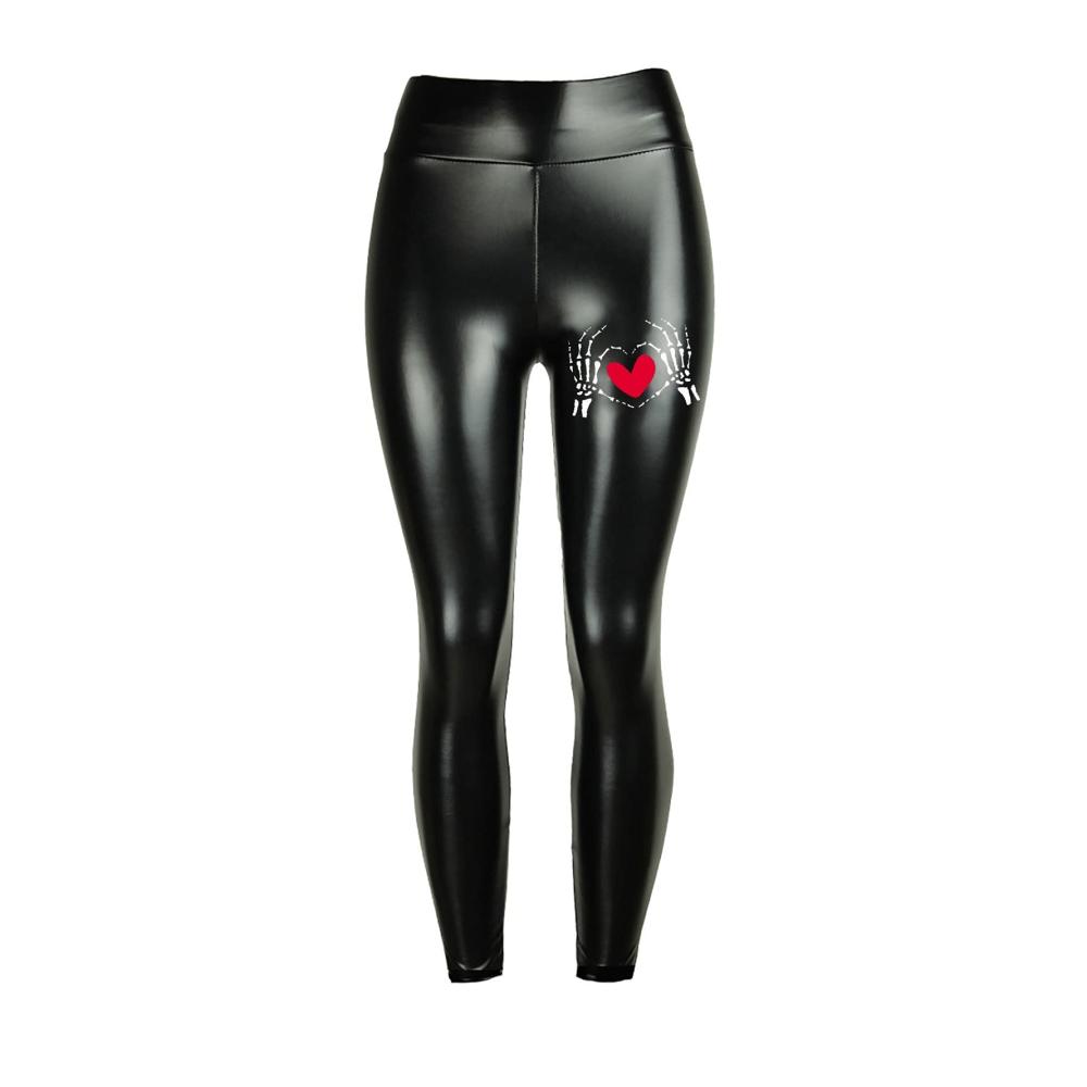 Leder-Optik Damen Leggings für Sexy Street-Style Hohe Taille Slim Fit Punk Chic