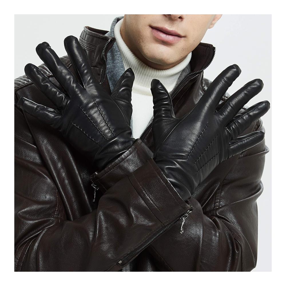 Herren Winterhandschuhe aus Echtem Schaffell Leder mit Warmem Kaschmir- oder Wollfutter