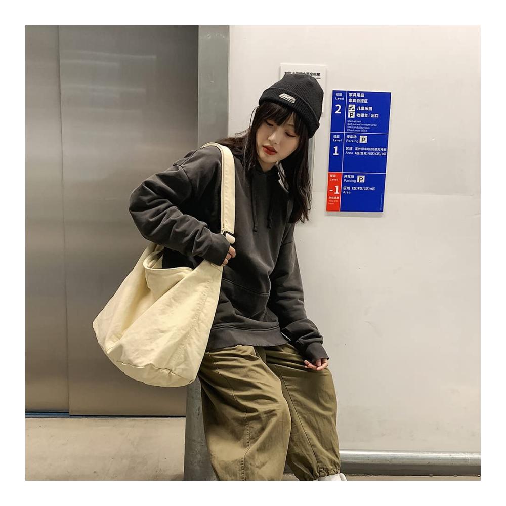 Japanische Harajuku Umhängetaschen Stilvolle Canvas Messenger mit Großraumdesign