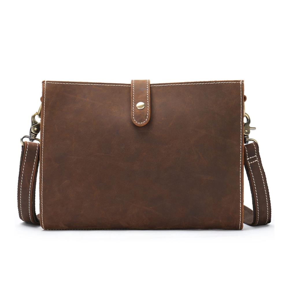 Crazy Horse Leder Messenger Bag für Herren Tablet-Kuriertasche Retro Business & Freizeit Umhängetasche