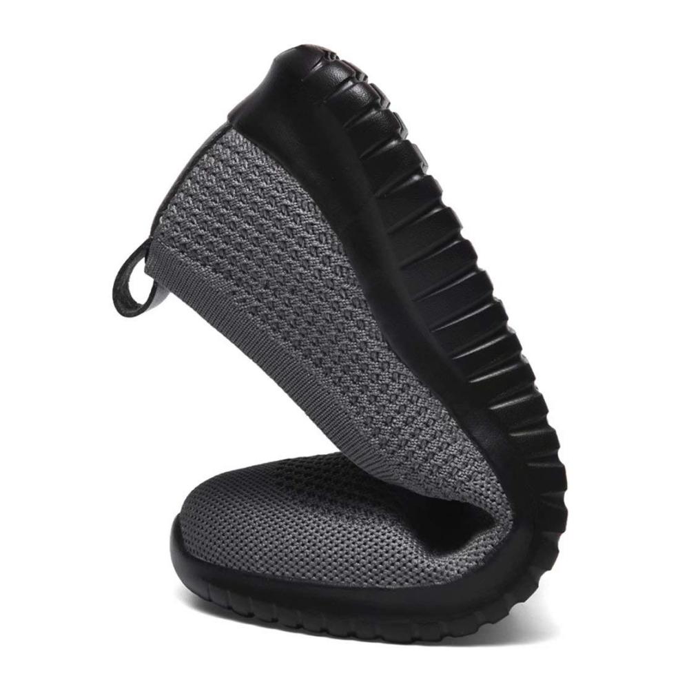 Damen Sneaker Flache Schuhe - Atmungsaktive Slip-On Ballerinas Bequeme Freizeitschuhe Walking Loafer in Dunkelgrau/Schwarz - Größe EU 39
