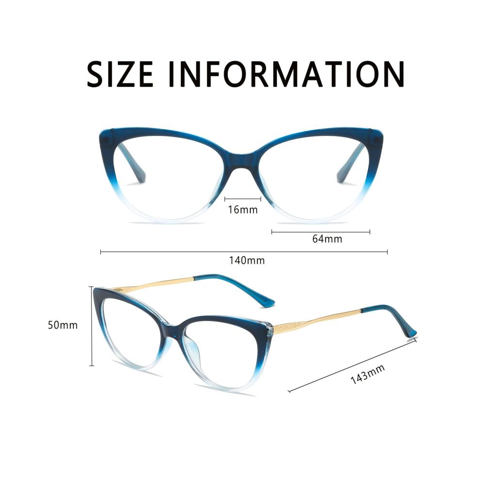 Blaulichtfilter Katzenaugen Brillengestell - Vintage Damen Brille für Anti-Müdigkeit