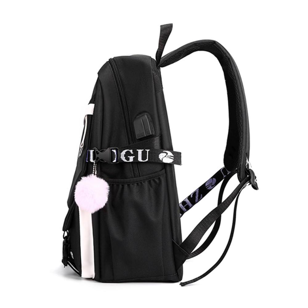 Kinderrucksack 432 cm mit USB-Ladeanschluss und Anime-Laptoptasche - Perfekter Schulrucksack für Mädchen und Jungen in Schwarz