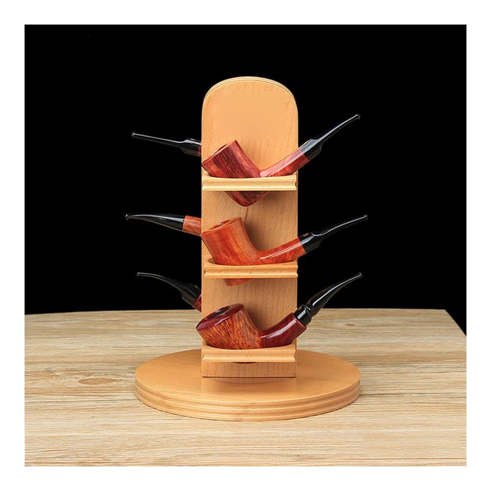 Holzpfeifenständer Tabakpfeifen-Etui & 360° Drehbarer Halter für 6 Pfeifen - Handgefertigtes Display Lagerregal