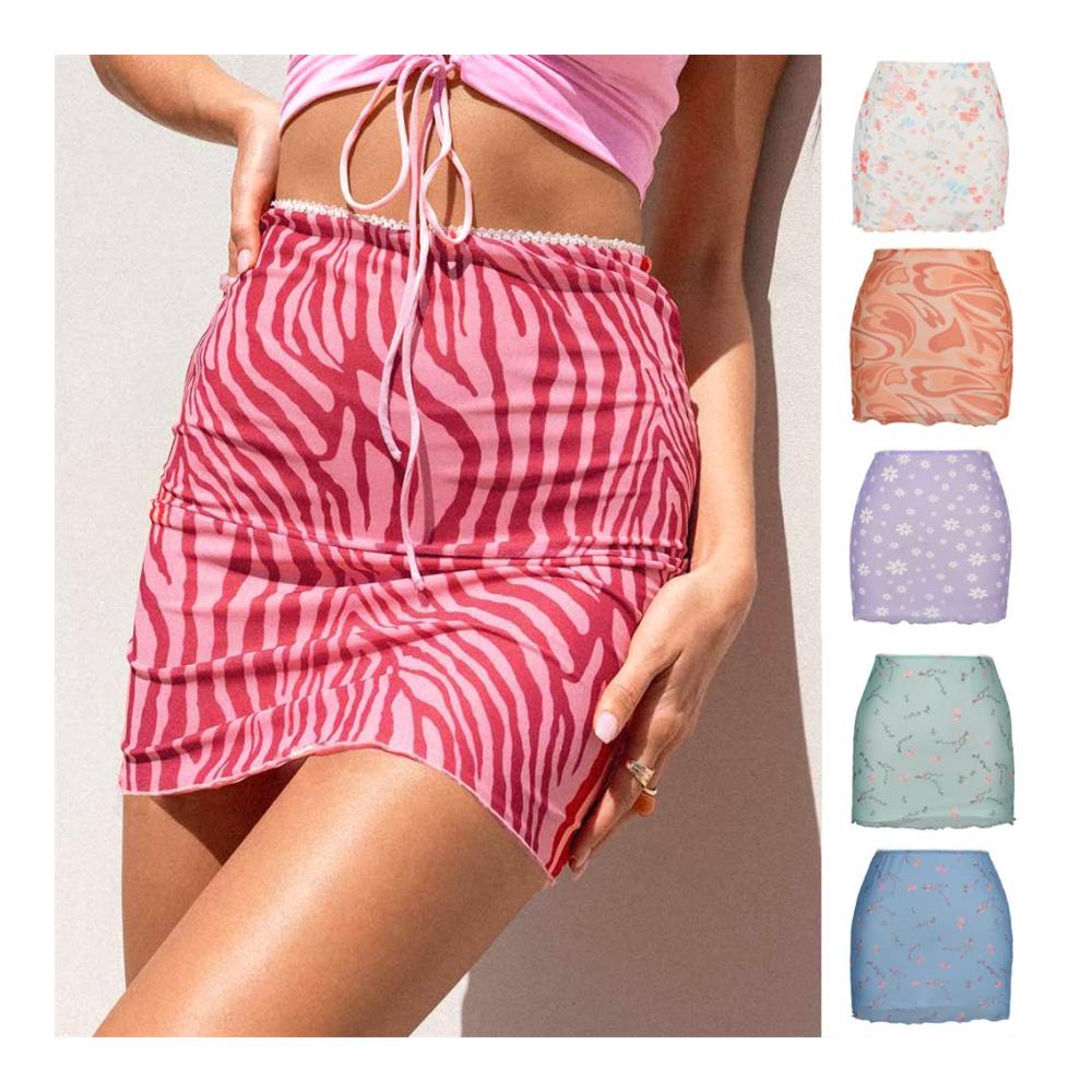 Minirock Damen Vintage-Tie-Dye-Grafikdruck Gothic Bodycon E-Girl Streetwear