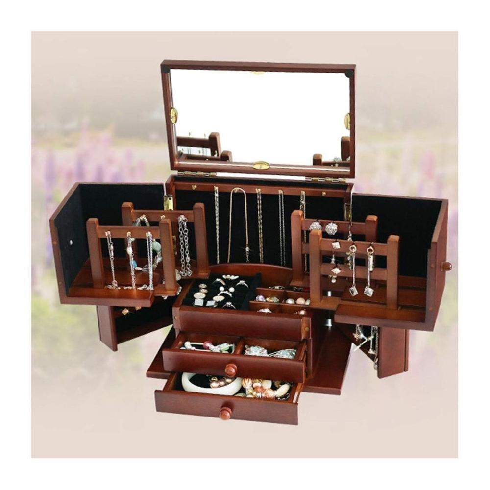 Holz-Schmuckkästchen für Damen Große Schmucktruhe mit Organizer Schrank und Display-Box - Hochwertiges Schmuckkästchen mit großem Fassungsvermögen