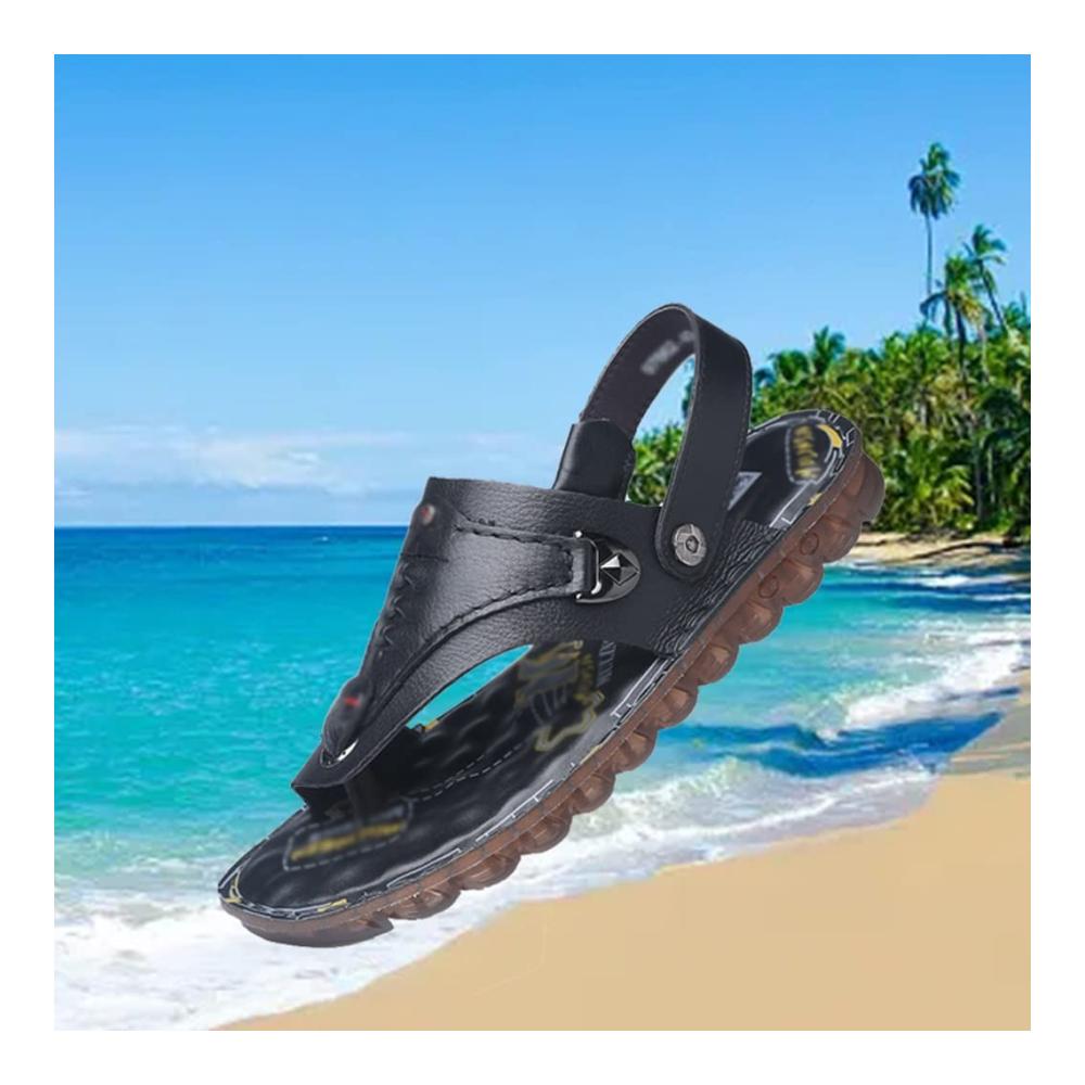 Männer-Leder Flip Flops HZH - Trendige rutschfeste Sandalen für Strand und Zuhause (Größe 41