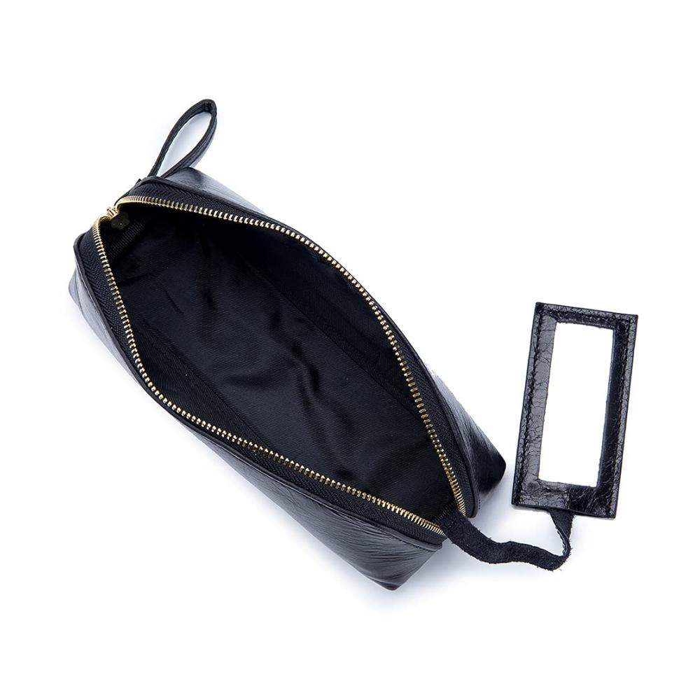 Exquisite Damen Kosmetiktasche – Tragbare hochwertige Clutch aus rotem Leder modern und multifunktional ideal für unterwegs – Kleine Make-up-Tasche im S-Format
