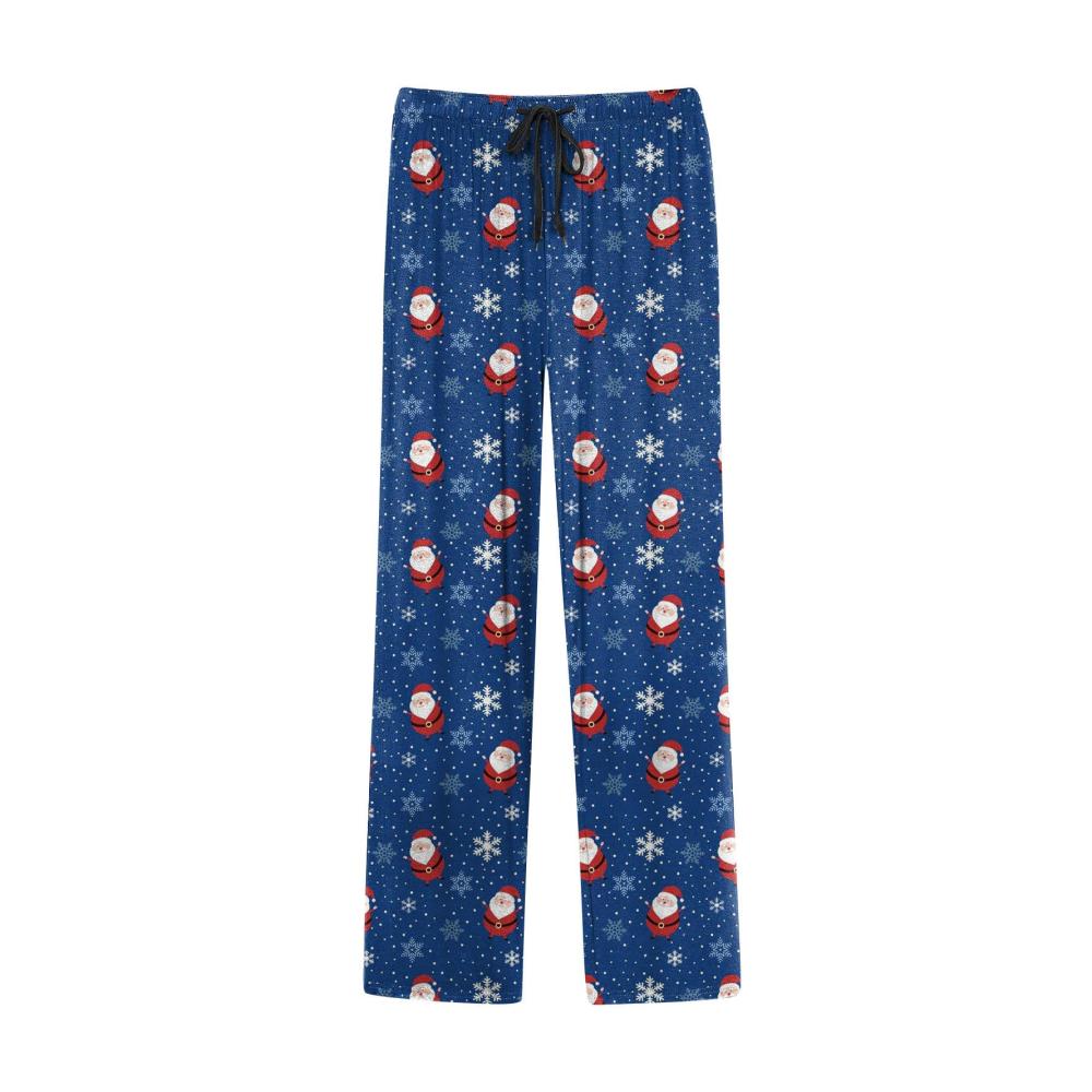 Weihnachtliche Herren Schlafanzughose - Festliche Pyjamahose mit Schnürung gedrucktem Weihnachtsmuster und lässigem Baggy-Stil für gemütliche Nächte