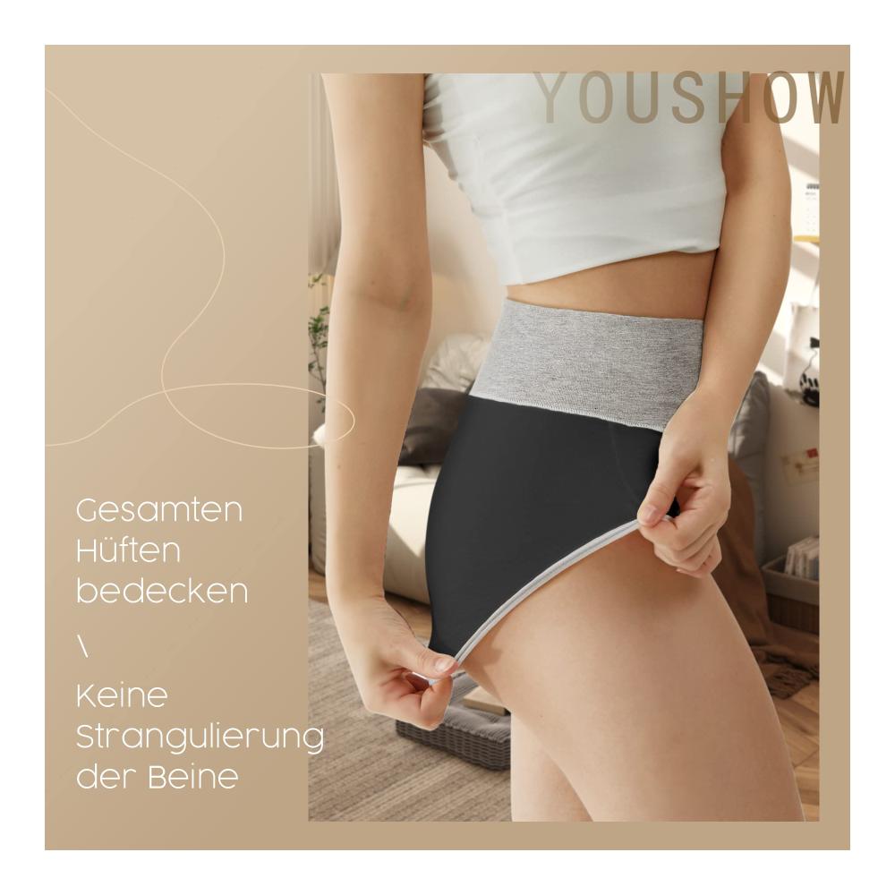 5er Pack Damen Baumwollunterwäsche Bikinis & Taillenslips mit Hoher Taille und Stretch - Komfortabler Unterwäsche-Satz