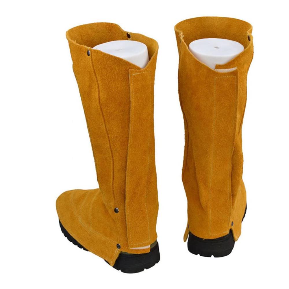 Arbeits- & Baustellenstiefel für Herren - Hitzebeständiges Rindsleder schweißresistente Gamaschen lange Schuhe für Schutz und Sicherheit