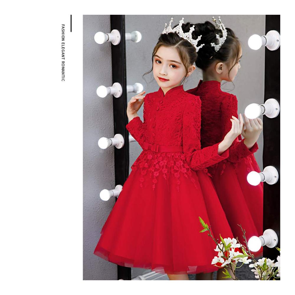 Prinzessin Tutu Kleid für Mädchen Spitzen-Catwalk mit Krone - Rot (110cm