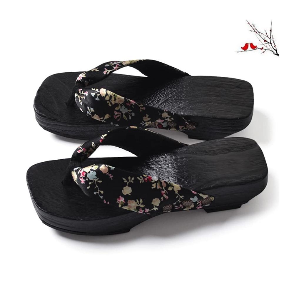 Damen Japanische Holzkeil Sandalen - Sommer High Heel Flip-Flops für Outdoor-Mode am Strand - Böhmische Plattform Schuhe (23.0 cm 6US 36.5EU 3.5UK